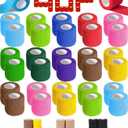 AZEN 40 Pack Self Adhesive Bandage Wrap, 2" X 5 Yards Elastic Cohesive Bandage Wrap, Color Athletic Tape, Vet Wrap, Ankle Tape, Tattoo Grip Tape Wrap