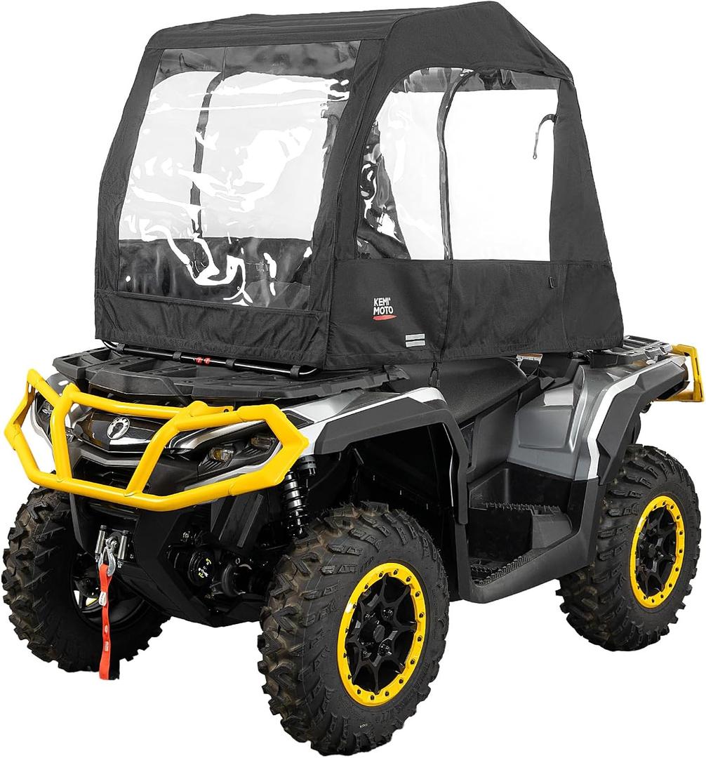 KEMIMOTO Universal ATV Cab Enclosure, Warm ATV Canopy Cover, Winter Full Vision Heavy Duty 4 Wheeler Cabin Cover Compatible with Polaris Sportsman Fourtrax Can-Am Kawasaki Arctic Cat CFMOTO