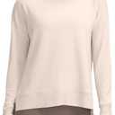 G Gradual Sweatshirt for Women Buttery Soft Yoga Tops Crewneck Modal Pullover Shirts Side Slit Thumb Holes (Small, Oats White)