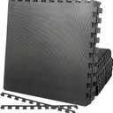 F2C 6 Pieces Puzzle Exercise Mat EVA Foam Interlocking Tiles with 12 End Borders for Gym Home Exercise Workout Floor Protecting Black