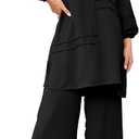 Iwemek Muslim Casual 2 Piece Set for Women Loose Top Wide Leg Pants Dubai Abaya Islamic Two Piece Outfit Prayer Clothes XL