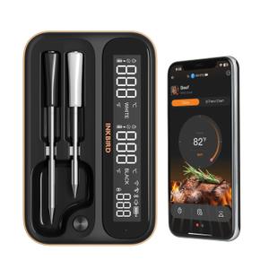 5GHz & 2.4GHz WiFi Wireless Meat Thermometer, INKBIRD WiFi Smart Thermometer with 2 Size-Coded Probes and Unlimited Range,Bluetooth 5.4 Thermometer with 360 Readable LCD-Enhanced Booster