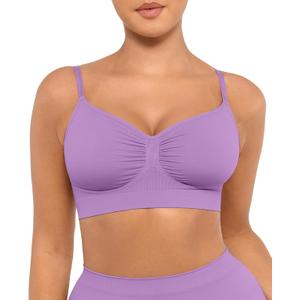 FeelinGirl Bralettes for Women with Support Comfortable Bras No Underwire Seamless Everyday Bras (Purple, XXXL)