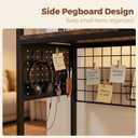 Desk Shelf Organizer with Pegboard & Hooks, Desk Hutch for Computer Monitor, Multi-Tier Wood Desktop Bookshelf Display Rack for Home Office Dorm Room (Vintage Brown, 50.39‘’)