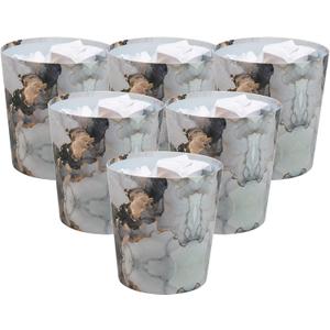 Wastepaper Bin, 5 Liter (1.32 Gallon) Capacity, Metallic Gray Marble Design, Office, 6-Pack, Color & Prints May Vary