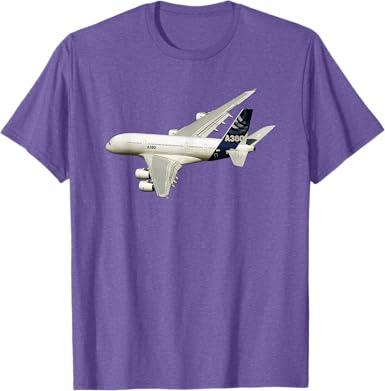 A 380 passenger aircraft, airline, jet, airplane T-Shirt (Purple) Size S