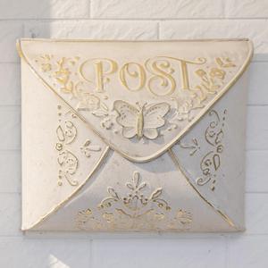 Z&Z ornamentorum Wall Mount Mailbox for House Outside,5" D x 13.8" W x 11.4" H,Vintage Metal Door Mailbox Antique Style Nostalgic Charm Home Decor Garden Vintage English Cottage Decor (White)