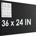 MaxGear Large Bulletin Board 36" x 24", Foldable Felt Board Vision Board Supplies, Cork Board for Office, Home, School, Small Pin Boards for Walls Decorative Display Board Black