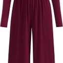 PRETTYGARDEN One Piece Jumpsuits for Women Dressy Casual Long Sleeve Crewneck Wide Leg Romper Overalls Spring Outfits 2026 (Small, Wine Red)