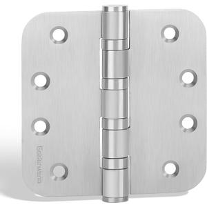 3 Pack goldenwarm Satin Nickel 4'' Door Hinges for Exterior Doors Ball Bearing Door Hinges 4in x 4in with 5/8'' Radius Corners, Heavy-Duty, 304 Stainless Steel