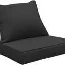 Outdoor Deep Seat Cushion Set of 2, 24"x24"x4" Patio Chair Cushions with Ties, Waterproof Polyester Fabric, Foam-Filled Seat Pad & Fiber-Filled Back Pillow for Patio, Garden, Porch, Backyard (Black)