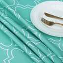 AooHome Fabric Tablecloth, Spill-Proof Water Repellent Table Cover Geometric Design for BBQs, Machine Washable, Heavy Weight, 70 Inch Round, Green