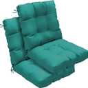 Outdoor Chair Cushions Set of 2, 42x21x4 Inch Patio Cushion for Dining/Rocking Chairs, High Back Soft Seat Pad with Ties, Indoor Outside Use, Fade-Resistant & Waterproof, Lake Blue