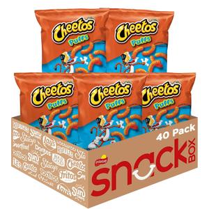 Cheetos Cheese Flavored Snacks, Puffs, 0.875 Ounce (Pack of 40) (EXP 07/28/26)