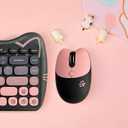 Cute Cat 2.4G USB Wireless Keyboard and Mouse Combo, Silent Keys, Candy Colors, Compatible with Notebook, PC (BlackPink-84Keys)