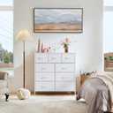 Dresser for Bedroom with 9 Drawers, Anti-Tip Fabric Storage Tower, Wood Top and Metal Frame Organizer for Clothes, Closet, Entryway, Hallway Furniture,White