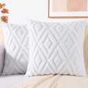 decorUhome Couch Throw Pillow Covers 26x26 Set of 2, Decorative Soft Plush Faux Wool Neutral Accent Pillow Covers for Bed Sofa Living Room, Pure White