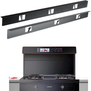 Stove Gap Covers, Stove Gap Filler, Range Trim Kit,Stove Guard for Kitchen Oven Gap Between Stovetop and Counter, Heat Resistant and Easy to Clean (Aluminum Black 23.4 in 1 Pair)