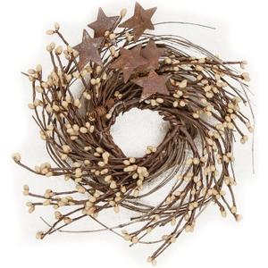 CWI Gifts Pip and Twig with Rusty Star Wreath, 7-Inch, Ivory