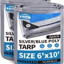 TARPAL Tarp 6x10 Feet (2 Pack) Tarp Waterproof Small tarp 7.5mil Waterproof tarps for Outdoors,UV Protection,Rip and Tear Proof,Poly Tarpaulin(Silver/Blue)