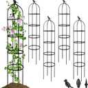 4 Pack Garden Obelisk Trellis for Climbing Plants Outdoor, 6FT Adjustable Metal Plant Support with 3 Decorative Tops, Black Rustproof Trellis for Roses, Tomatoes, Clematis & Vines