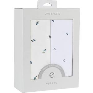 Ely's & Co. Patent Pending Waterproof Crib Sheets, 100% Cotton with Waterproof Lining - Built in Mattress Protector, 2 Pack Fitted Crib Sheet Set, Berry and Cluster Dot (Blue) 28 x 52