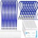 Marspark 100 Sets Clear Name Tags with Lanyard, Lanyards for ID Badges Reusable Strap with ID Holder Plastic Name Badges for Adults Business School Church Conference (Blue)