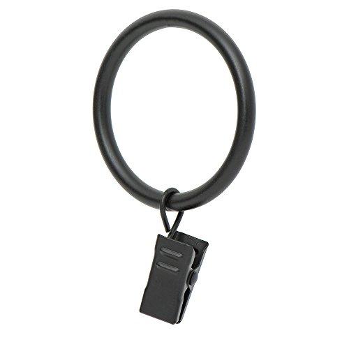 Ivilon Drapery Curtain Clip Rings - Clips Ring for Curtain Panels 1.7", Set of 14 - Black