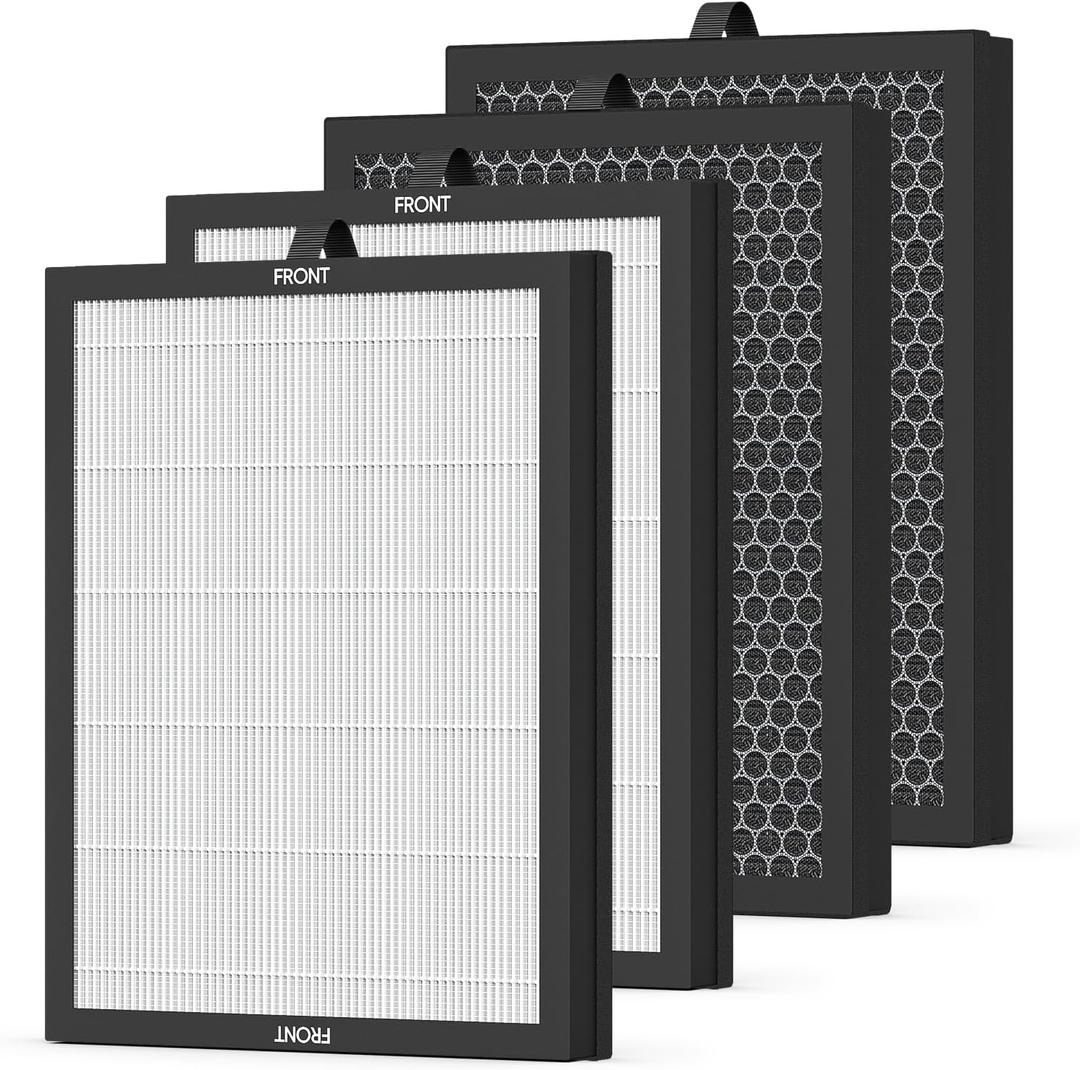 4-pack M200L Filter Replacement, Compatible with MOOKA M200L Air Purifier, 3-in-1 Filtration System, Pre filter+HEPA H13 Filter+Activated Carbon Filter