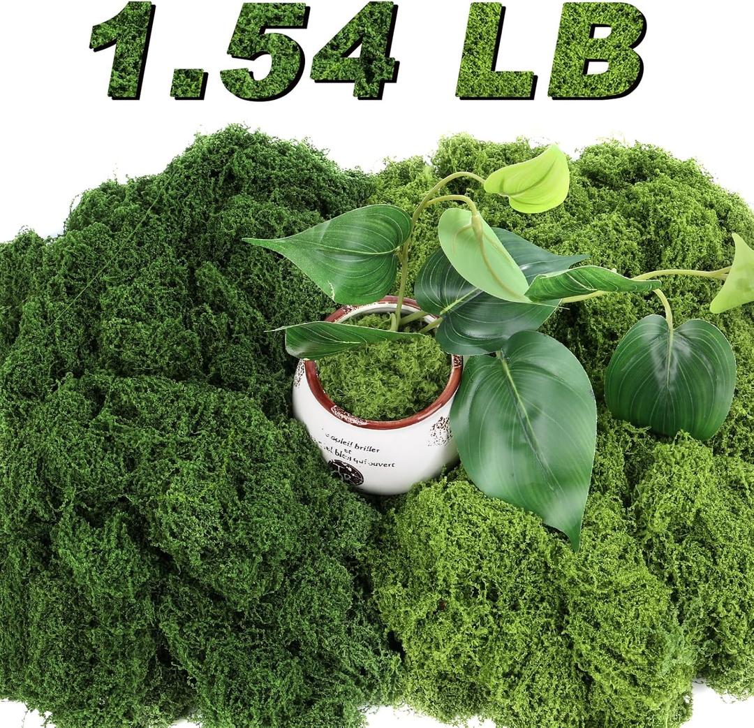 Jollidecor 1.54 LB Fake Moss for Crafts, Artificial Decorative Light Green and Dark Green Faux Moss DIY Fairy Garden Decor for Indoor Decor