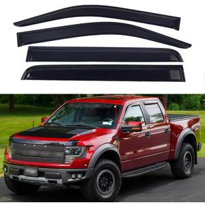 Window Visors for 2009-2014 Ford F150 SuperCrew Cab(Crew Cab) & 2010-2014 Ford F150 SVT Raptor SuperCrew Cab(Crew Cab)Rain Guards Sun Shields Window DeflectorTape-On Style 4 PCS