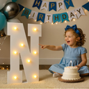 2FT Light Up Letters with Battery Operated Warm White Lights, 5-Min Setup Pre-Cut Foam Board for Birthday Wedding Proposal Graduation Party Decor, Marquee Letter N