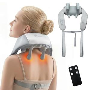Ohiele Neck Massager with Heat, Shiatsu Back and Neck Massager for Pain Relief Deep Tissue, 6D Kneading Massager for Neck, Shoulders, Back and Legs, Portable Shoulder Massager Dad Mom(Gray)