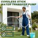2026 Upgraded Cordless Stick Water Transfer Pump, Portable Electric Sump Pump with 4000mAh 21V Battery & Water Hose, Utility Water Removal Pump Kit for Pool Garden Pond RV Boat Draining
