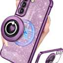 for Samsung Galaxy S21 Plus Case - Women Glitter Bling Compatible with MagSafe Ring Stand Magnetic Phone Case Cute Girls Sparkly Girly Luxury Elegant for Samsung S21 Plus Cases - Purple