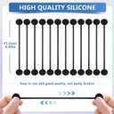 Magnetic Cable Ties 24 Pack, Reusable Silicone Cord Organizers with Strong Magnet, Cable Management for Home Office Travel, Cord Wrap Clips, Bookmark & Fridge Magnet, Black