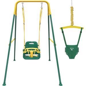 2 in 1 Toddler Swing & Baby Jumper, Foldable Baby Swing Outdoor & Indoor Use, Easily Installable and Storable