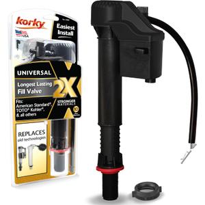 Korky QuietFILL 2X Long Life Toilet Fill Valve - Universal Fits 99% of Toilets - Easy Height Adjust for Fast Install, 528X (No Size)