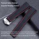 Nylon Leather Watch Band Quick Release Waterproof Oxford Fiber Nylon Genuine Leather Deployant Watch Band Strap Nylon Leather Universal Replacement Bracelet Strap 20mm 22mm for Men Women (Black Red(Silver Buckle))