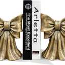 Vintage Gold Bow Book Ends Set of 2 Heavy Duty Bookends for Large & Heavy Books, Decorative Gold Bookends for Shelves, Desk & Home Office, Classic Vintage Decor Book Stoppers