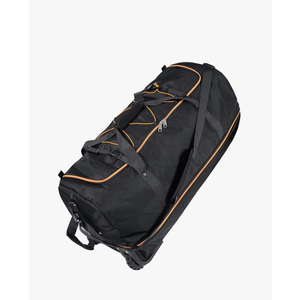 110L Expandable to 140L 32” Foldable Oxford Soft-Sided Rolling Duffle Bag with 2 Heavy-Duty Wheels,3 Large Compartments,Adjustable Shoulder Strap and Attached Organizer Pouch,Black Orange