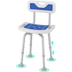 Shower Chair for Seniros Elderly Handicap Disabled Bariatric Adults or Women with Back, Bench Seat for Inside Shower stall and Bathroom Bath Tub Seats Adjustable Small Stool Heavy Duty 500 lbs Chairs