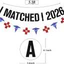 I Matched 2026 Banner, Happy Match Day Banner, Residency Match Day Sign, 2026 Doctor Nurse Medical School Graduation Party Decorations Supplies, Black Glitter