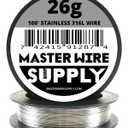 Stainless Steel 316L - 100' - 26 Gauge Wire - 100ft - 0.4mm - 0.016in - Made in USA - Master Wire Supply
