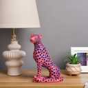 Quoowiit Statues for Home Decor, Modern Sculptures and Statues Decorations for Living Room, Bedroom, Table, Bookshelf, White Resin Leopard Art Decorative Sculpture with Black Polka Dots Design, 4.17 X 8.27 X 10.24 Inches