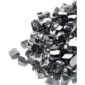 GASPRO 10 lbs Fire Glass for Fire Pit, 1/2-Inch Glass Rocks for Propane or Gas Fireplace, Add Ambience to Gatherings and Parties for Outdoors and Indoors, Reflective Black