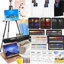 ESRICH 166 Pcs Painting Set, Painting Supplies with 96 Paint(Oil, WatercolorGouache & Acrylic Paint) Metal and Wooden Easels, Canvas, Paper Pads, 45 Paintbrushes etc. for Adults, Kids, Artists