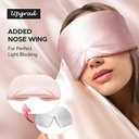 LitBear Silk Sleep Mask for Side Sleeper, Eye Mask Sleeping for Women Men 100% 22 Momme Pure Mulberry Silk, Face-Hugging Padded Eye Cover for Sleeping with Adjustable Band (Pink)