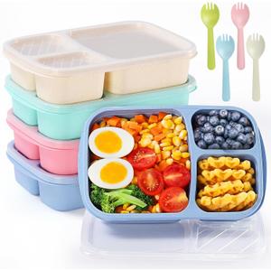 Bento Box Lunch Container for Adults & Kids, Leak-Proof Lunch Box with Compartments, BPA-Free Food Grade, Microwave Dishwasher Safe, Reusable Meal Prep Container for Work, School, Picnic, Travel