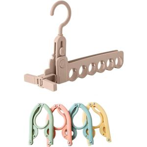 1PC Portable Folding Clothes Drying Rack with 6 Holes & 4 Foldable Travel Hangers for Bathrooms, Apartment and Outdoor Camping Travel (Lotus Pink)